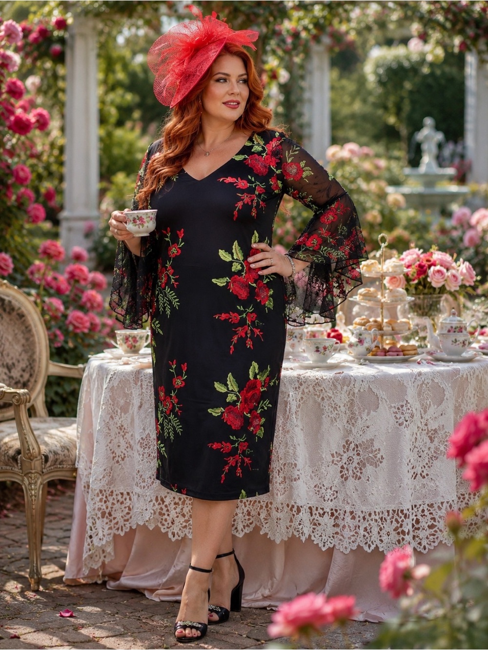 Frank Lyman NWT Embroidered Mesh Fabric  Dress size 18.